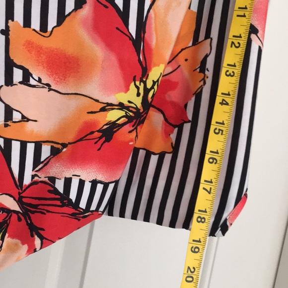 HP🔥 RN Studio Women’s Dress M Sleeveless Floral Bright Tropical Black Border - Picture 9 of 11